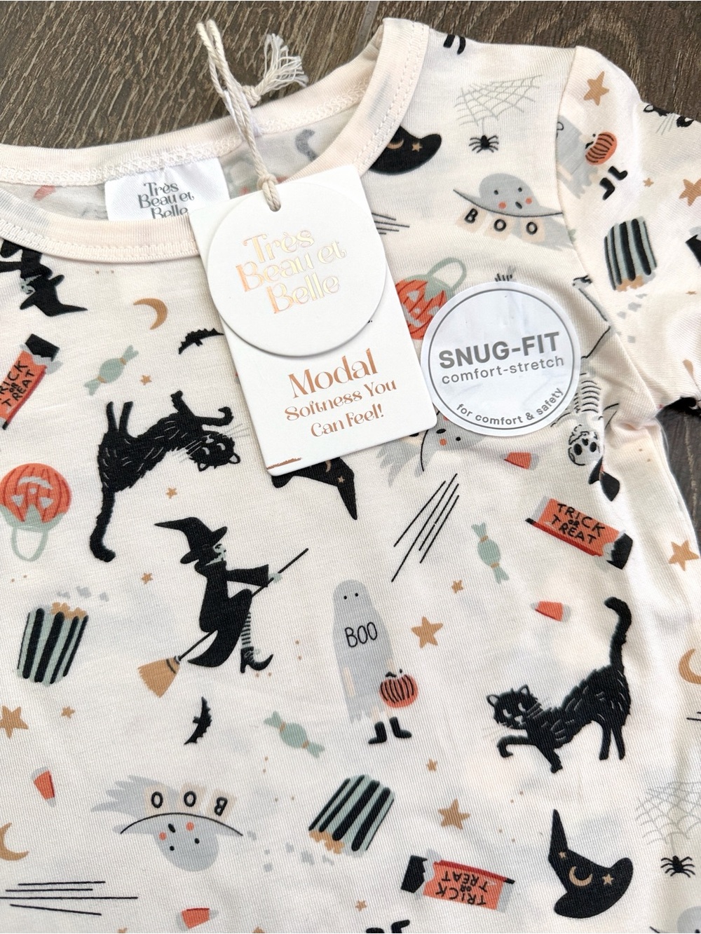 Tres Beau et Belle Kids’ Modal Halloween 2-Piece Pajama Set—2T - Picture 3 of 5